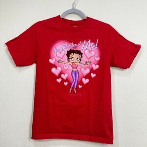 Vintage Y2k AAA Red Betty Boop It's All About Me Heart Short Sleeve T-Shirt S